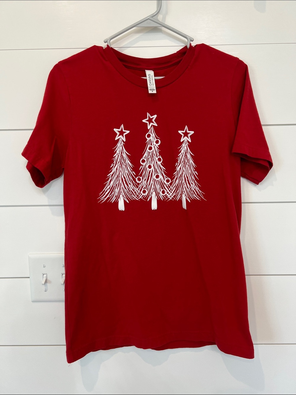 Bella Canvas Red Short Sleeve Tee with White Tree Graphic